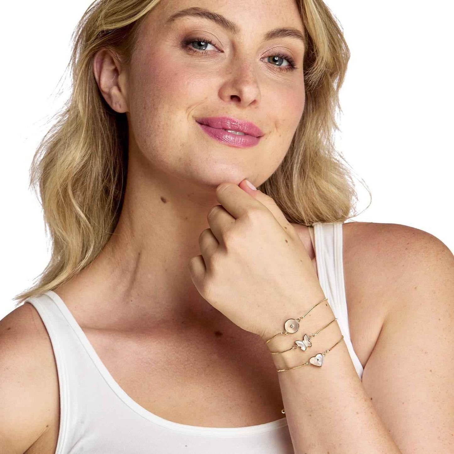 Pearlescent Adjustable Rhinestone Bracelet