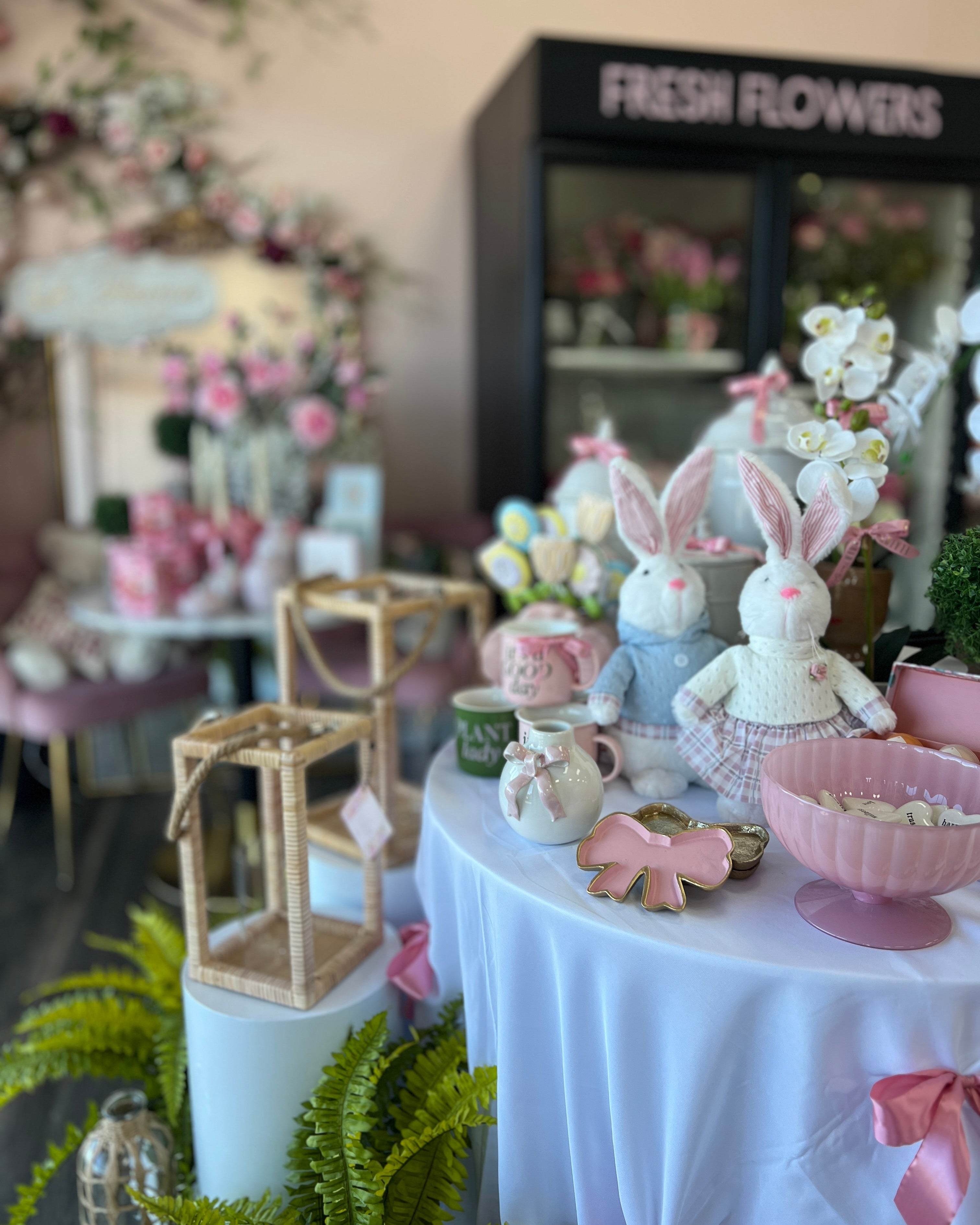 FLAIR FLOWER BAR with gifts, flowers, and a 'Fresh Flowers' sign in the background in Florence, Kentucky