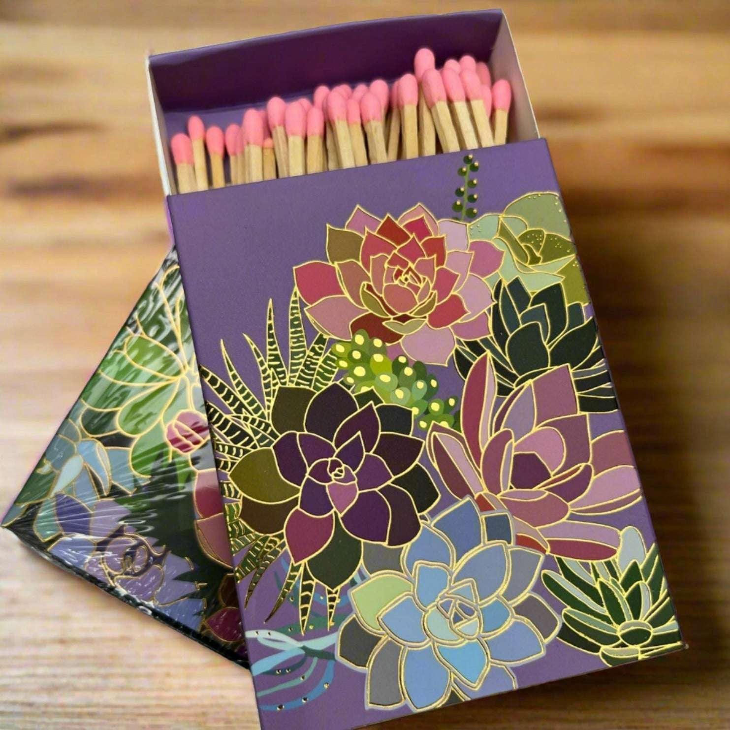 4" Succulent Paradise Extra Long 50 Count Match Box - Flair Flower Bar & Studio