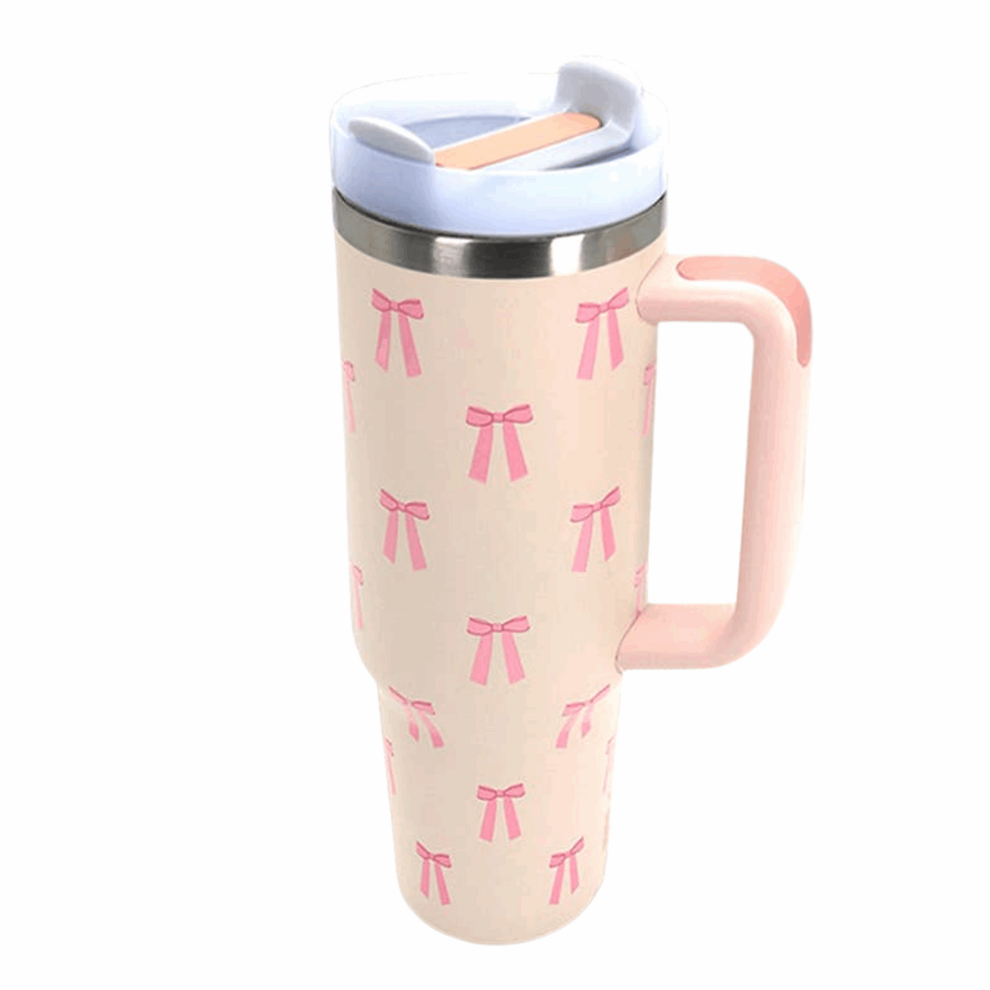 40oz Stainless Steel Tumbler with Pink Bow - Flair Flower Bar & Studio