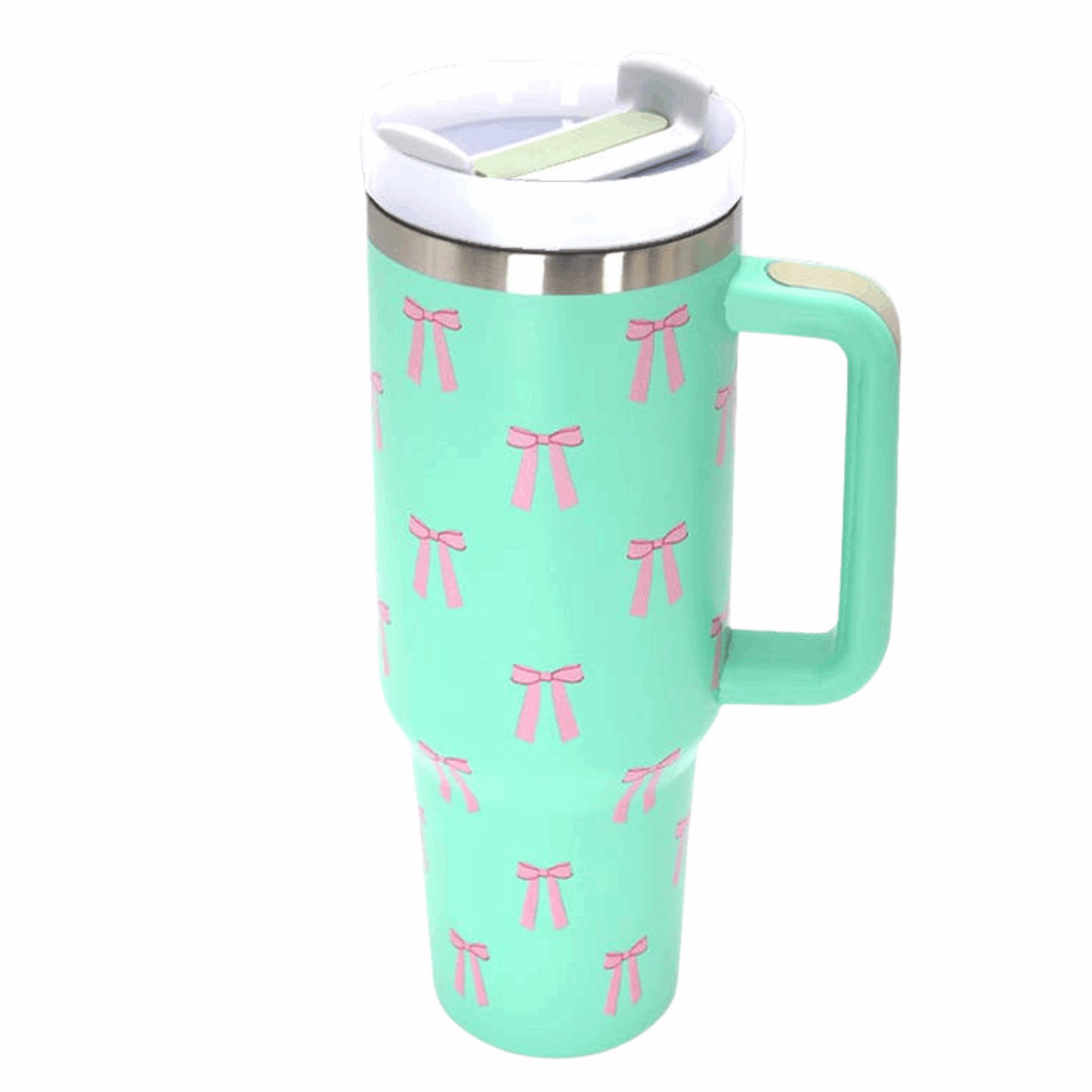 40oz Stainless Steel Tumbler with Pink Bow - Flair Flower Bar & Studio