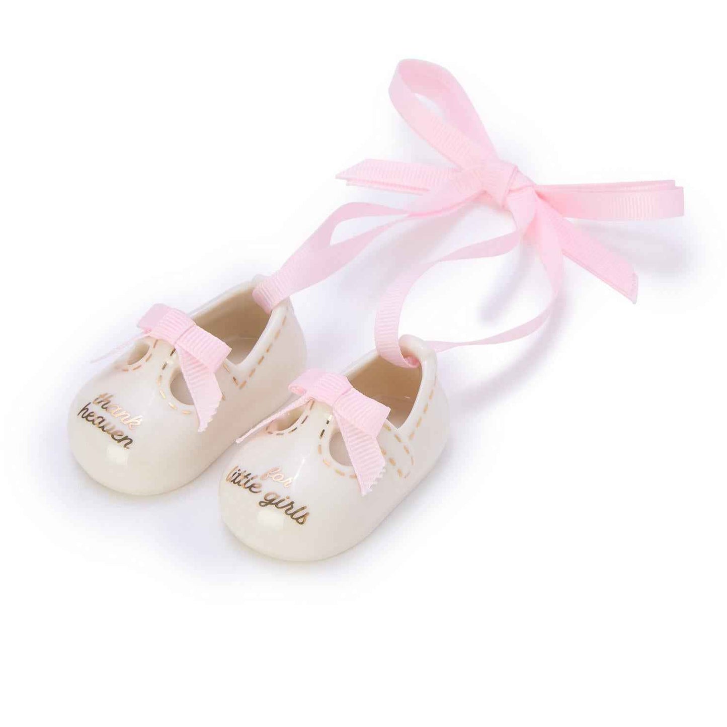 Thank Heaven Pair of Baby Shoes Keepsake Ornament in Gift Box - Porcelain/Polyester
