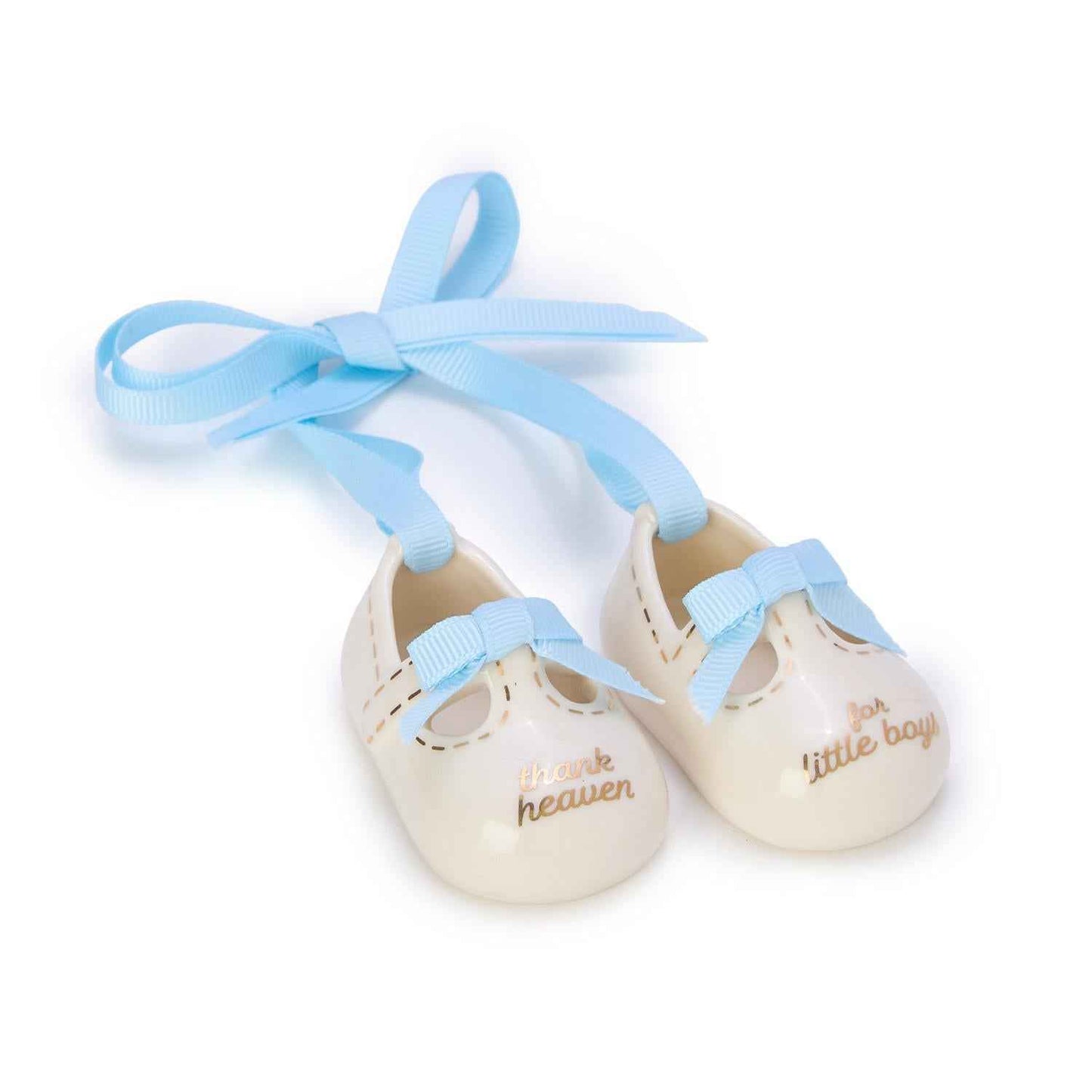 Thank Heaven Pair of Baby Shoes Keepsake Ornament in Gift Box - Porcelain/Polyester