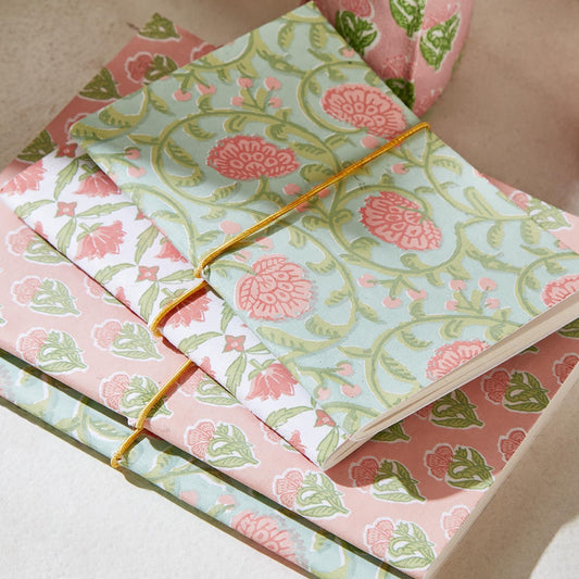 Floral Block Print Soft Cover Notebooks