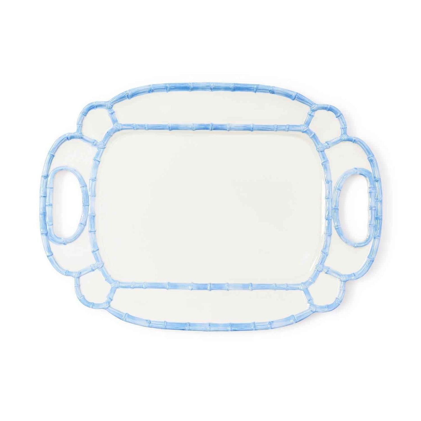 French Blue Bamboo Touch Melamine Platter – 20" Elegant Serving Tray
