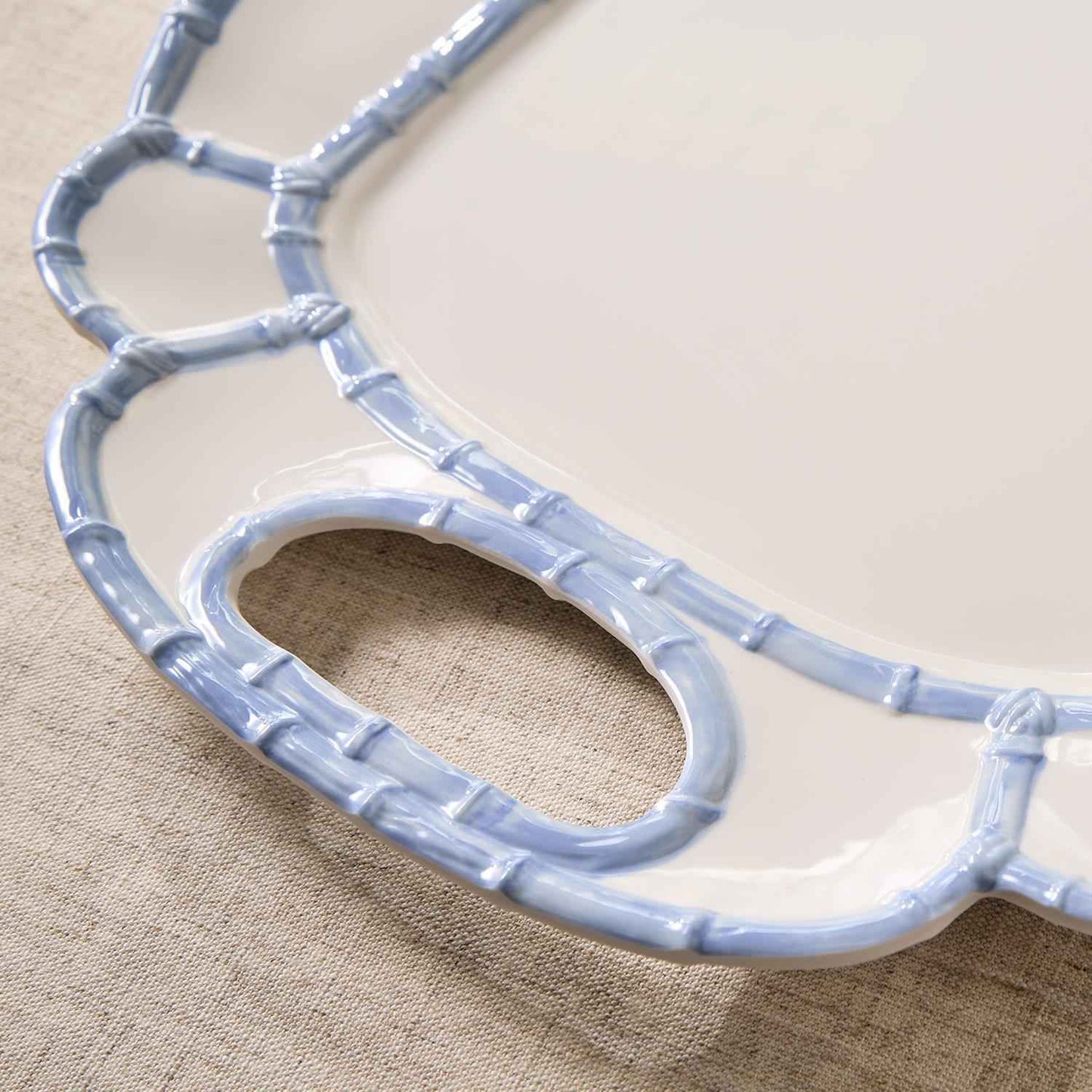 French Blue Bamboo Touch Melamine Platter – 20" Elegant Serving Tray