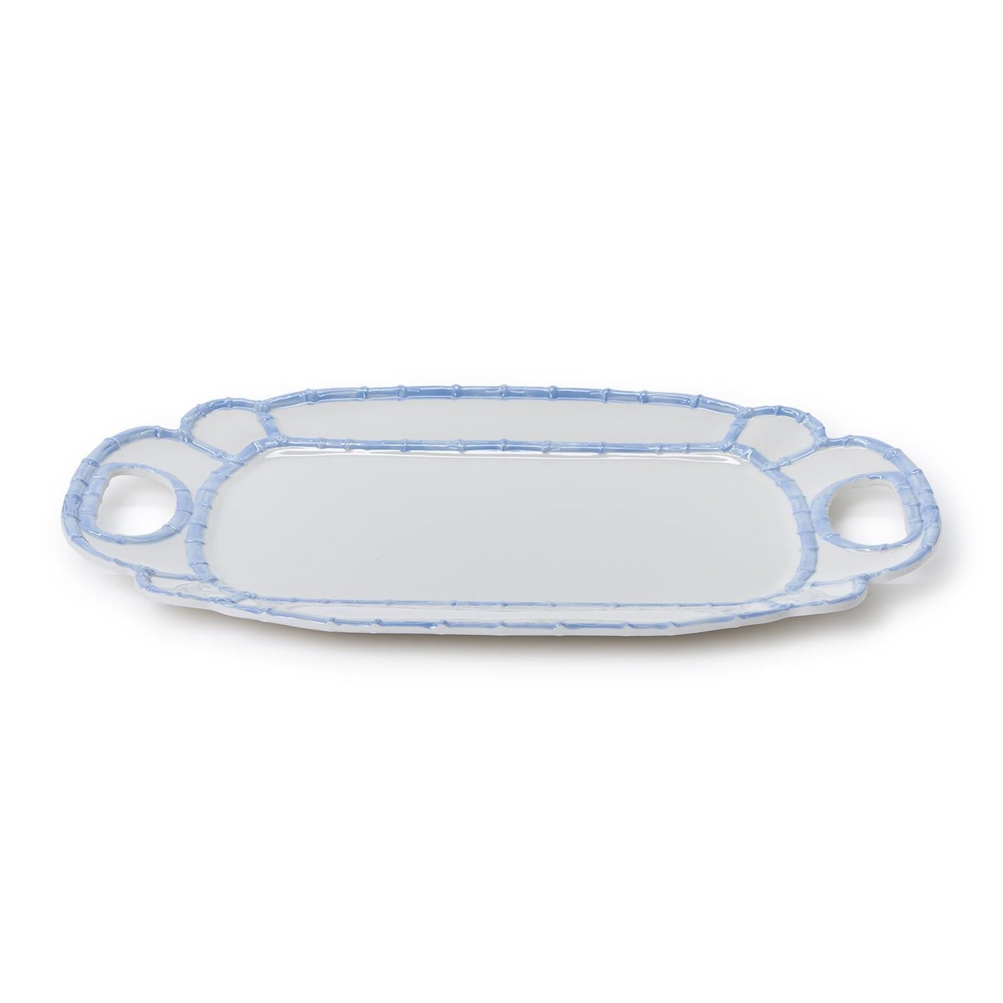 French Blue Bamboo Touch Melamine Platter – 20" Elegant Serving Tray
