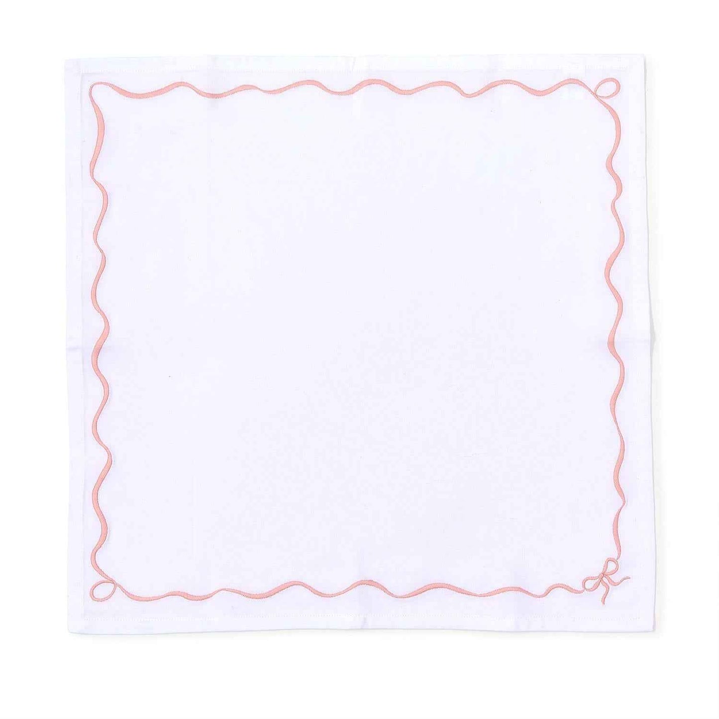 Bow-tiful Set of 4 Embroidered Bow Dinner Napkins - Cotton