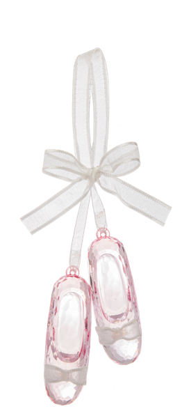 Pink ballet shoes with a white ribbon on a white background