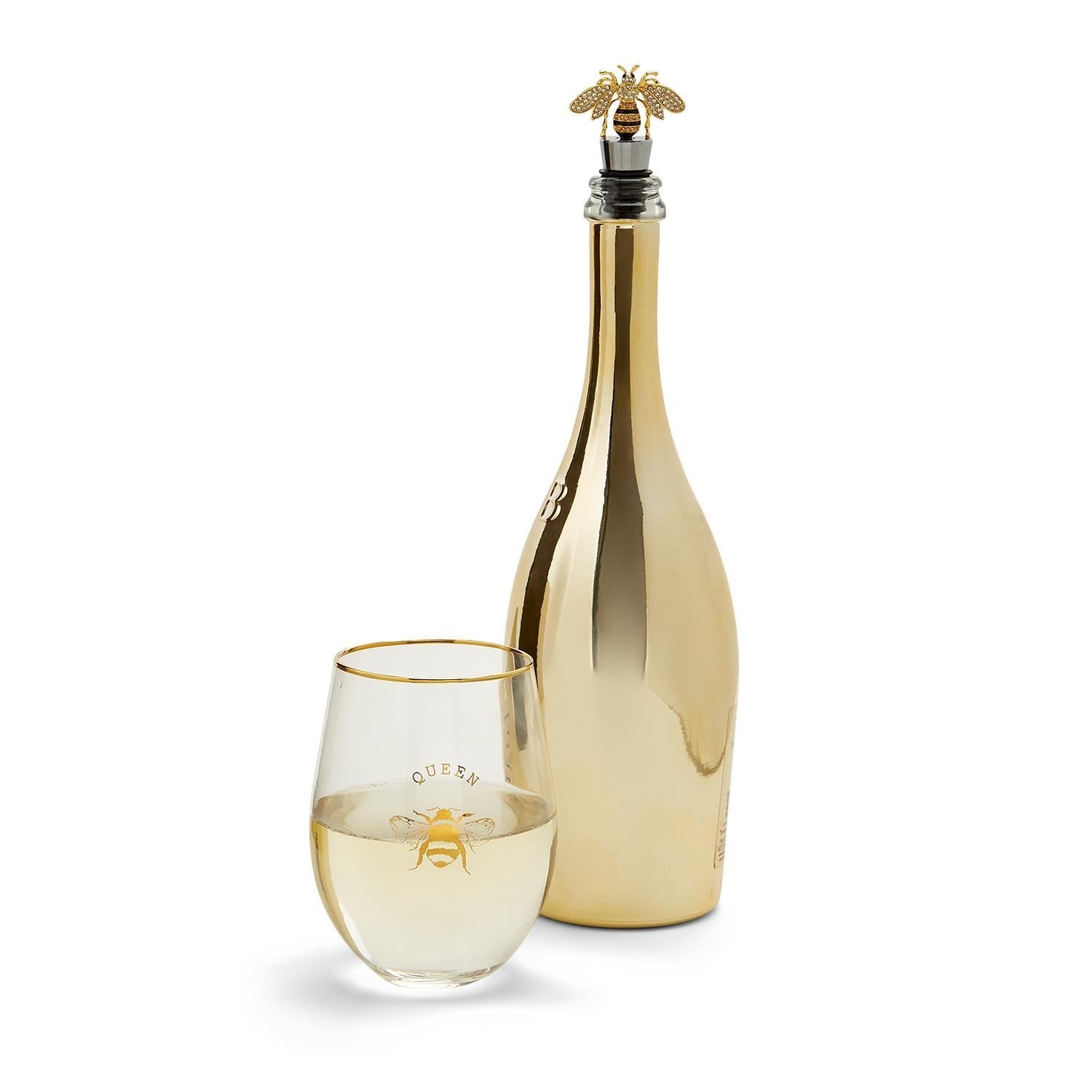 Bee Stemless Wine Glass & Wine Stopper - Flair Flower Bar & Studio