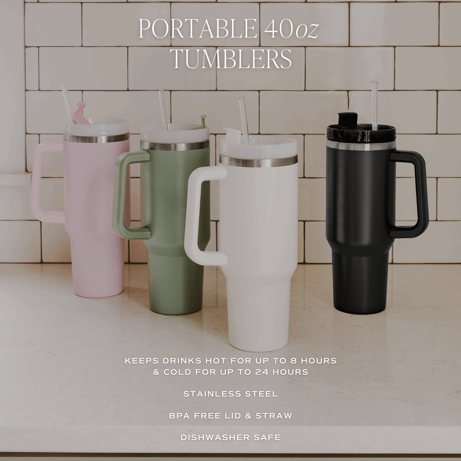 Black 40 oz Travel Tumbler - Flair Flower Bar & Studio