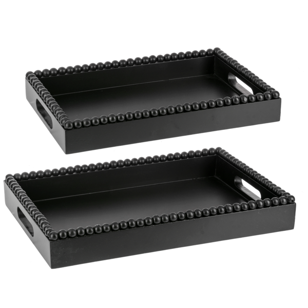 Black Rectangle Beaded Edge Tray - Flair Flower Bar & Studio