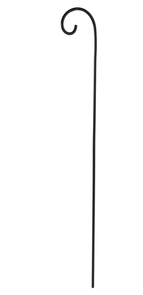 Black metal shepherd's hook on a white background