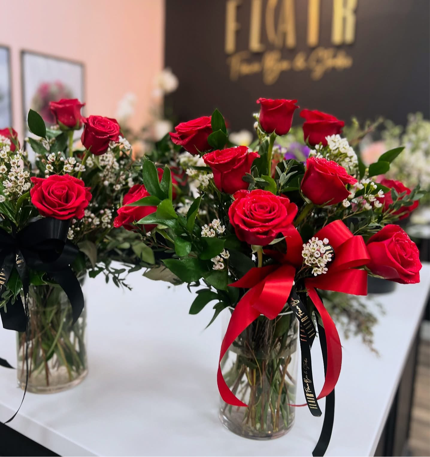Dozen Red Roses in Vase from Flair Flower Bar in Florence Kentucky