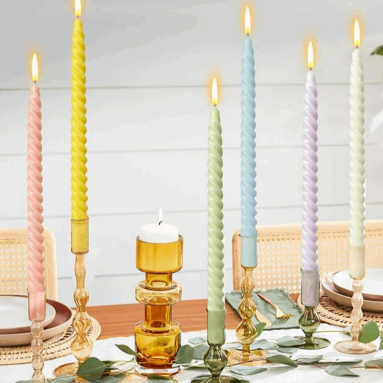 Candy Colored-10 Inch Spiral Taper Candles - Flair Flower Bar & Studio