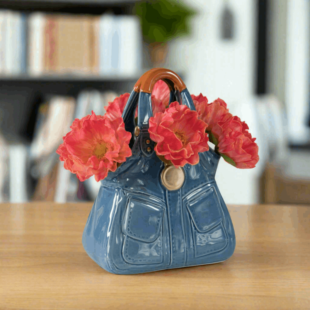 Ceramic Denim Purse Vase - Flair Flower Bar & Studio
