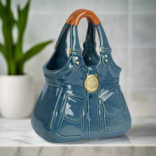 Ceramic Denim Purse Vase - Flair Flower Bar & Studio