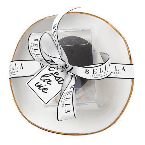Ceramic Tray with Makeup Sponge - Ivory - Flair Flower Bar & Studio
