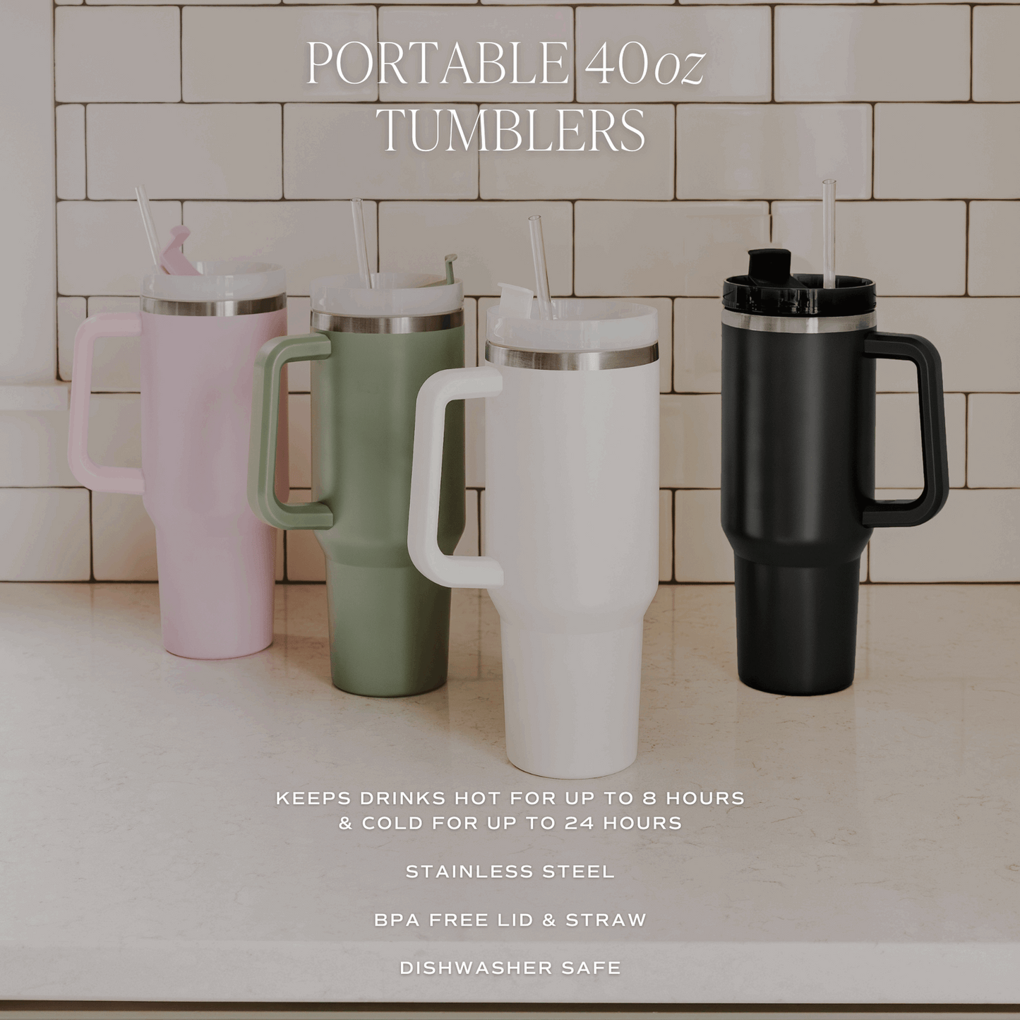 Cream 40 oz Travel Tumbler - Home Decor & Gifts - Flair Flower Bar & Studio