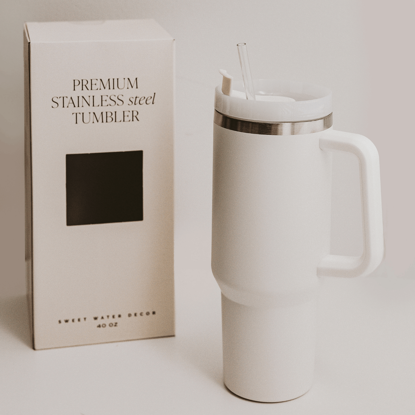 Cream 40 oz Travel Tumbler - Home Decor & Gifts - Flair Flower Bar & Studio