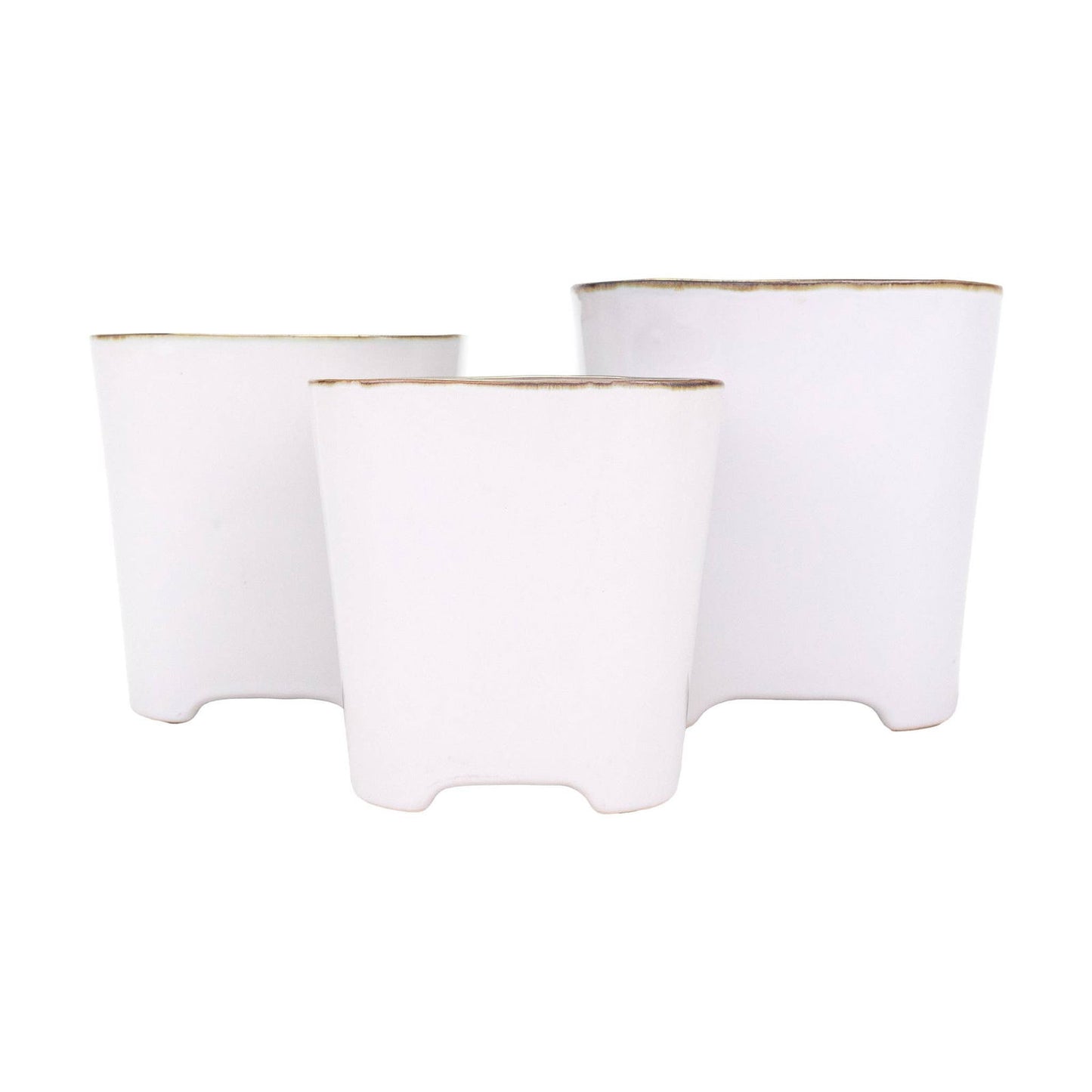 Crest White and Gold Planters - Flair Flower Bar & Studio