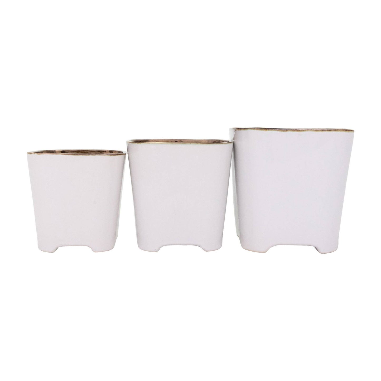 Crest White and Gold Planters - Flair Flower Bar & Studio