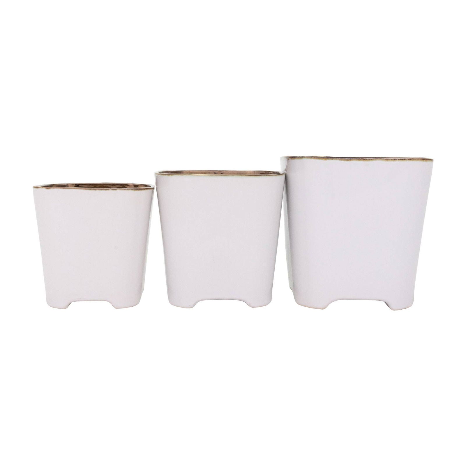 Crest White and Gold Planters - Flair Flower Bar & Studio