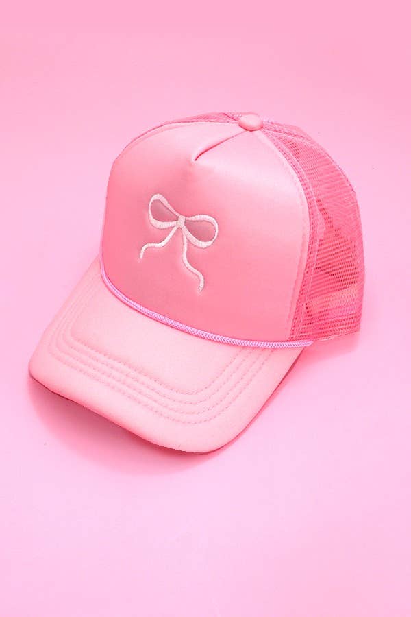 EMBROIDERY RIBBON BOW TRUCKER HAT CAP - Flair Flower Bar & Studio