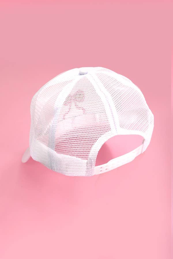 EMBROIDERY RIBBON BOW TRUCKER HAT CAP - Flair Flower Bar & Studio