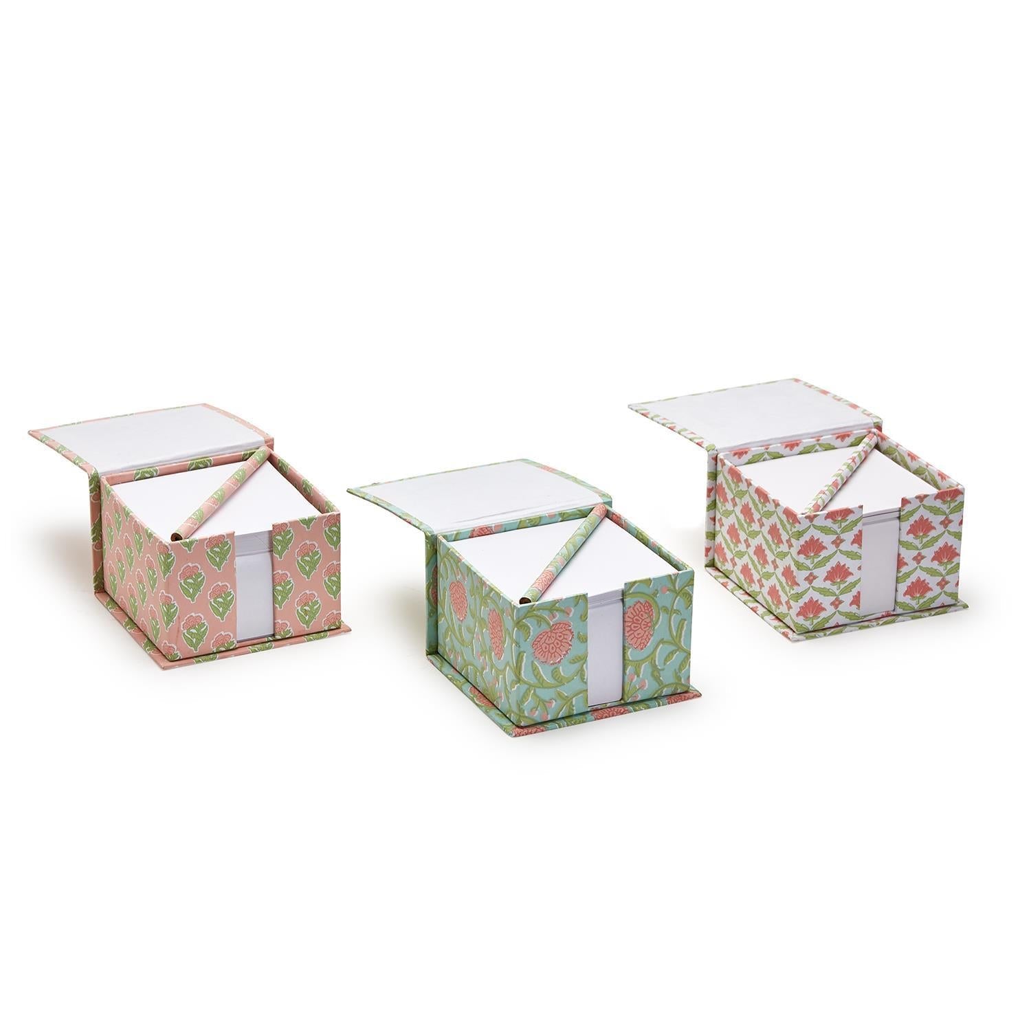 Floral Block Print Note Paper Caddy with Pencil - Flair Flower Bar & Studio