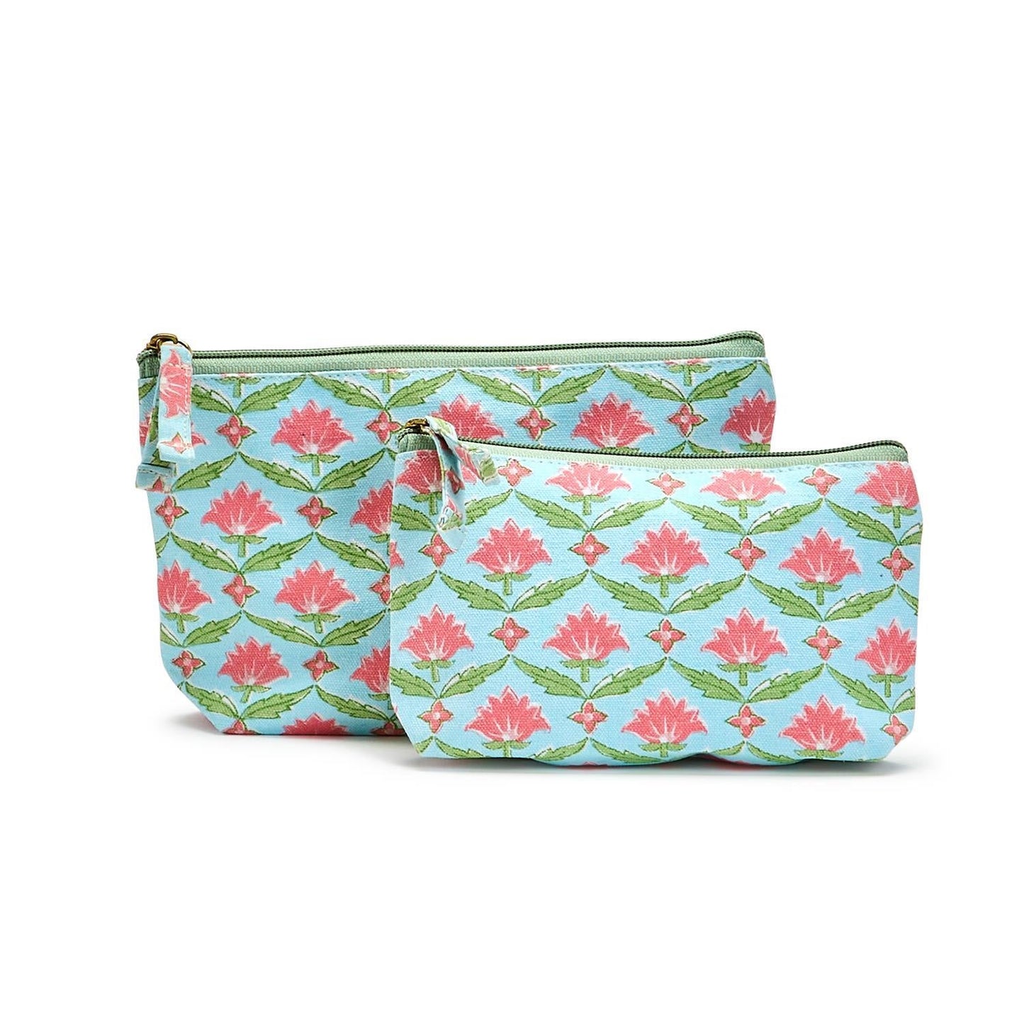 Floral Block Print Set of 2 Multipurpose Pouches - Flair Flower Bar & Studio