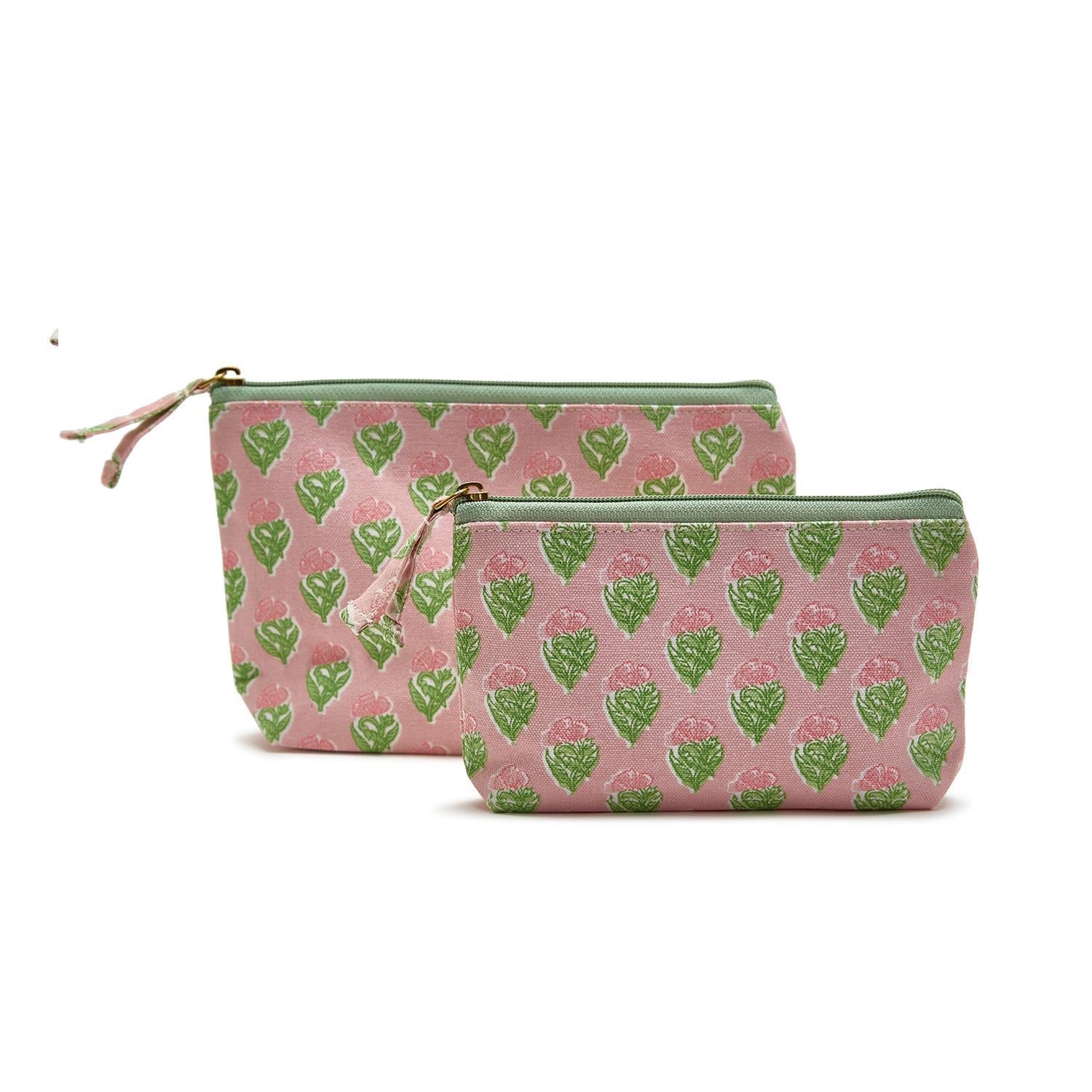 Floral Block Print Set of 2 Multipurpose Pouches - Flair Flower Bar & Studio