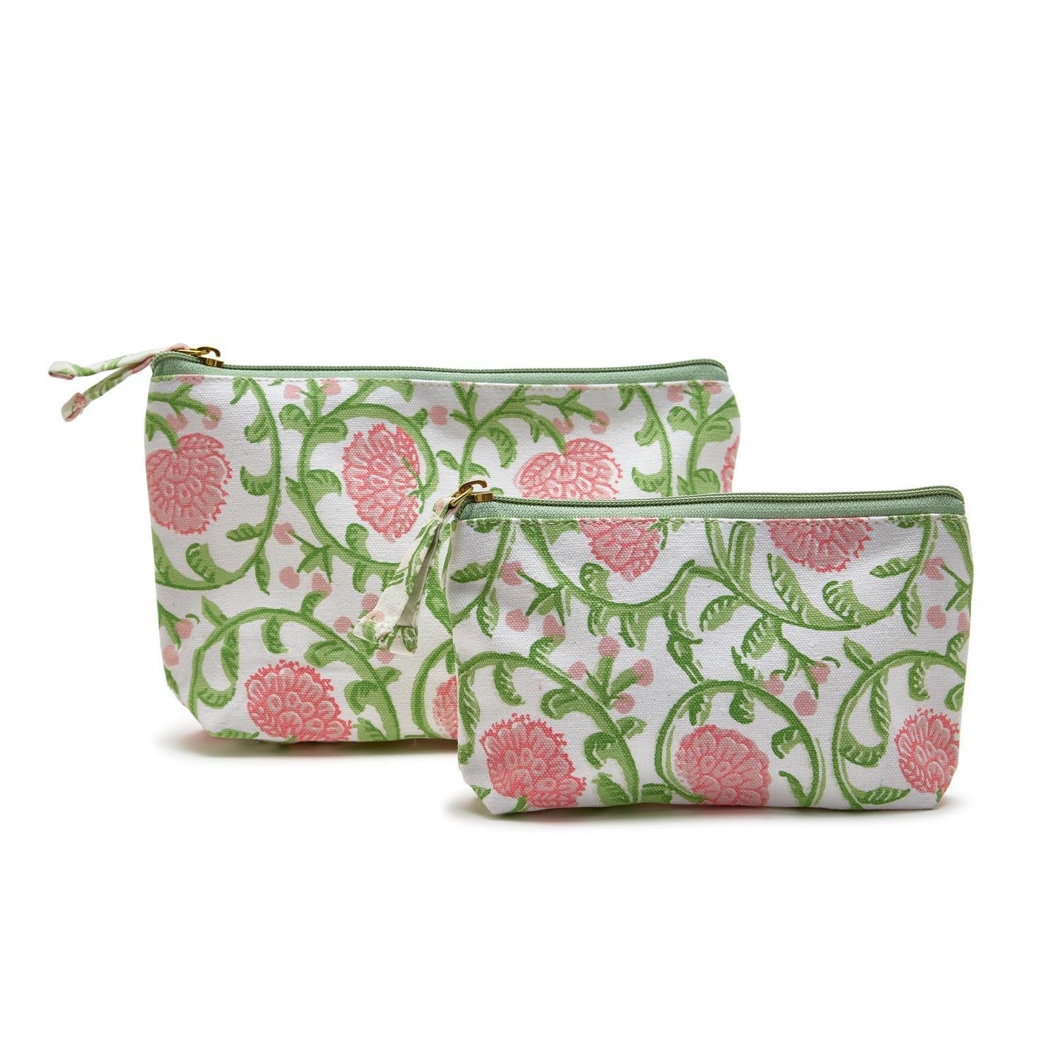 Floral Block Print Set of 2 Multipurpose Pouches - Flair Flower Bar & Studio