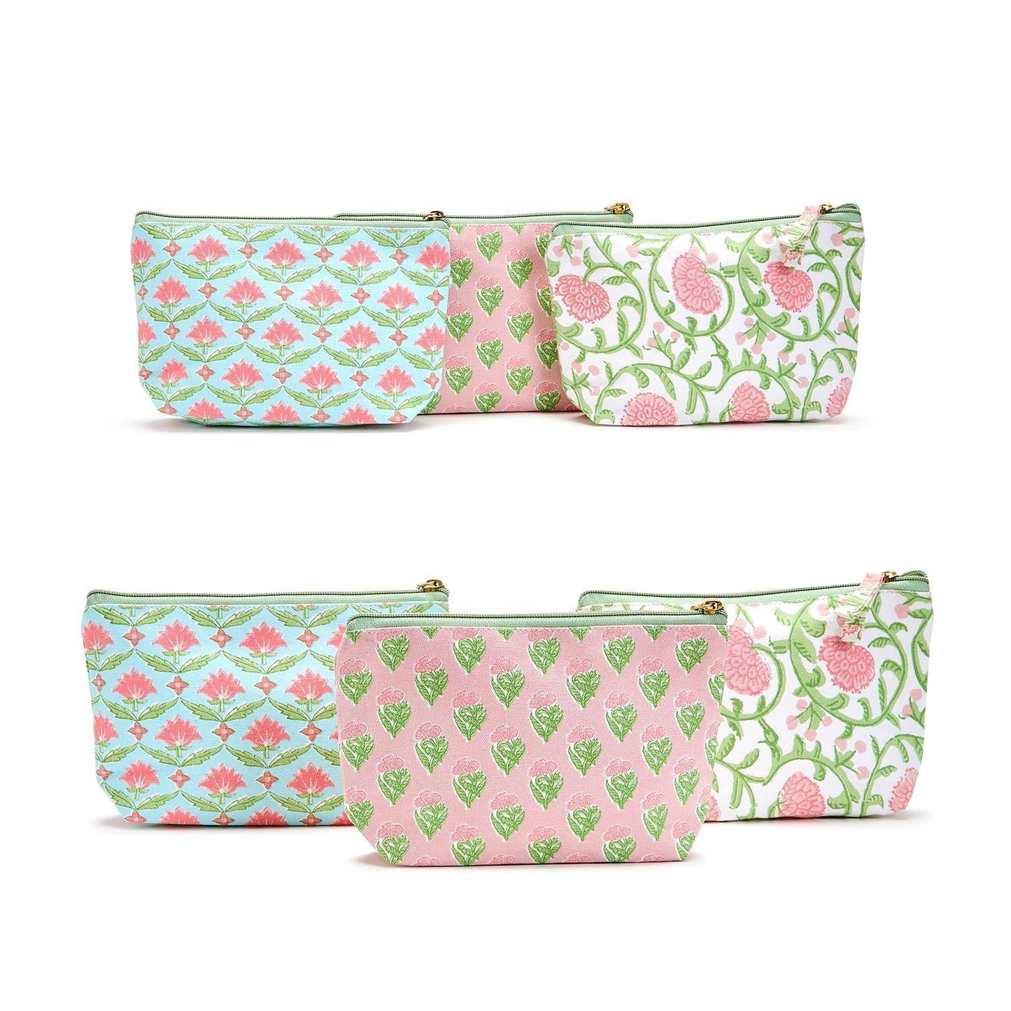 Floral Block Print Set of 2 Multipurpose Pouches - Flair Flower Bar & Studio