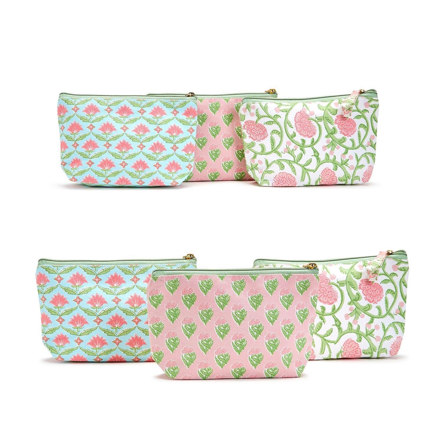 Floral Block Print Set of 2 Multipurpose Pouches - Flair Flower Bar & Studio