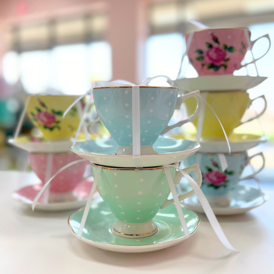Floral Tea Cup and Saucer Set - Flair Flower Bar & Studio