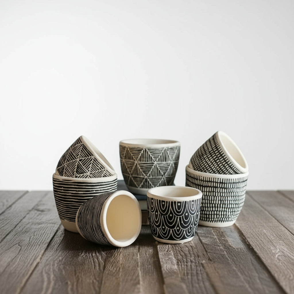 Geometric Art Concrete Flower Pot