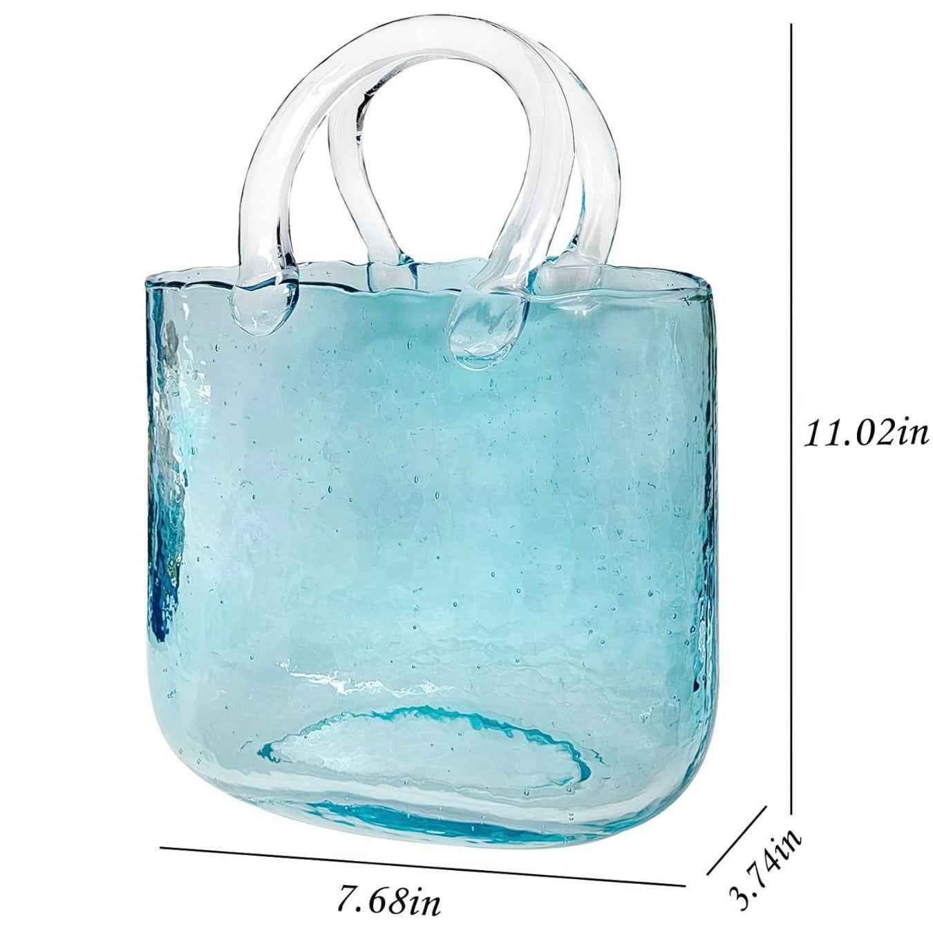 Glass Flower Purse Vase with Handles