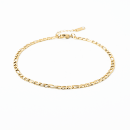 Gold chain anklet on a white background
