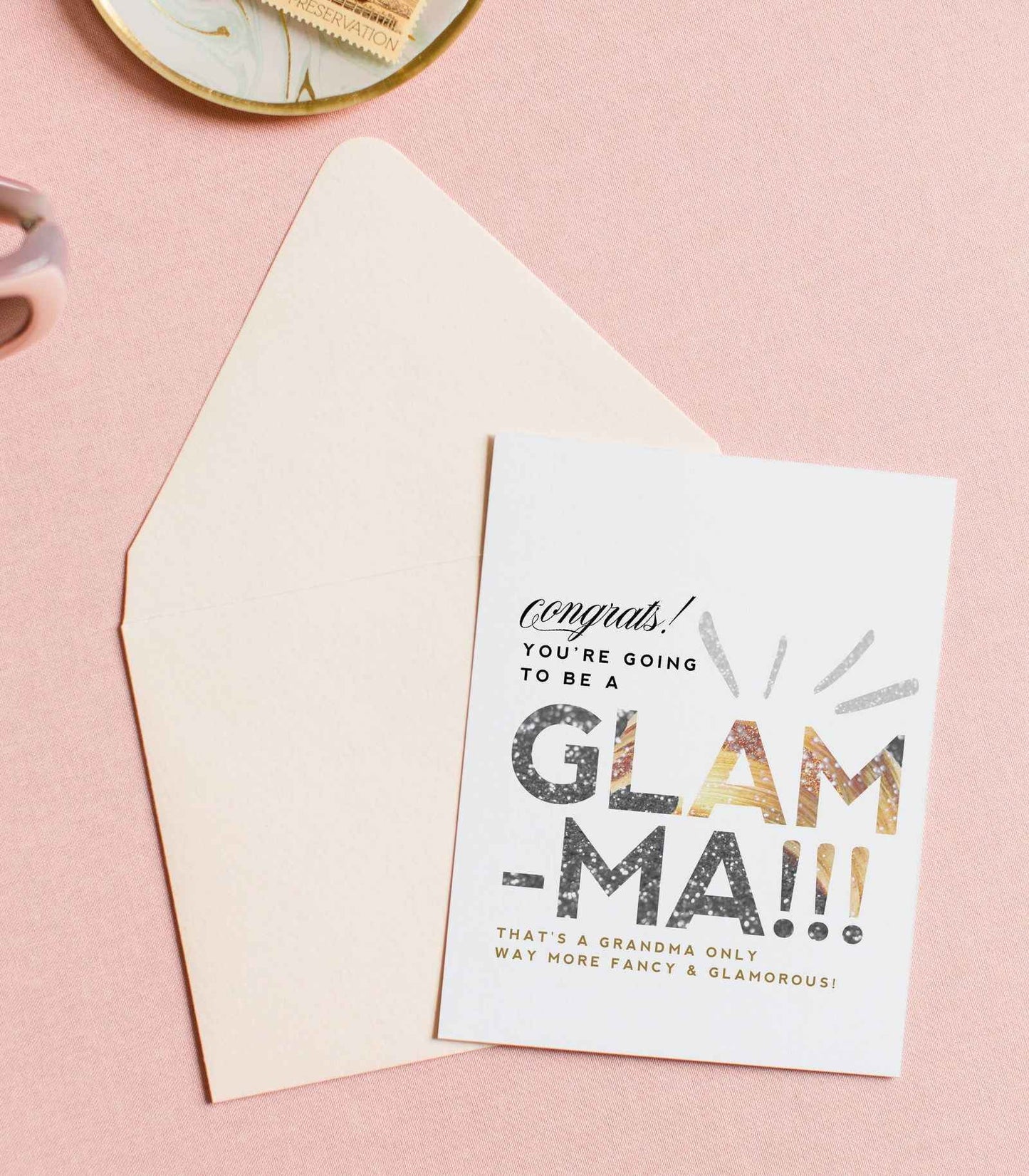 Grandma Glamma, New Baby Greeting Card and Celebration Card