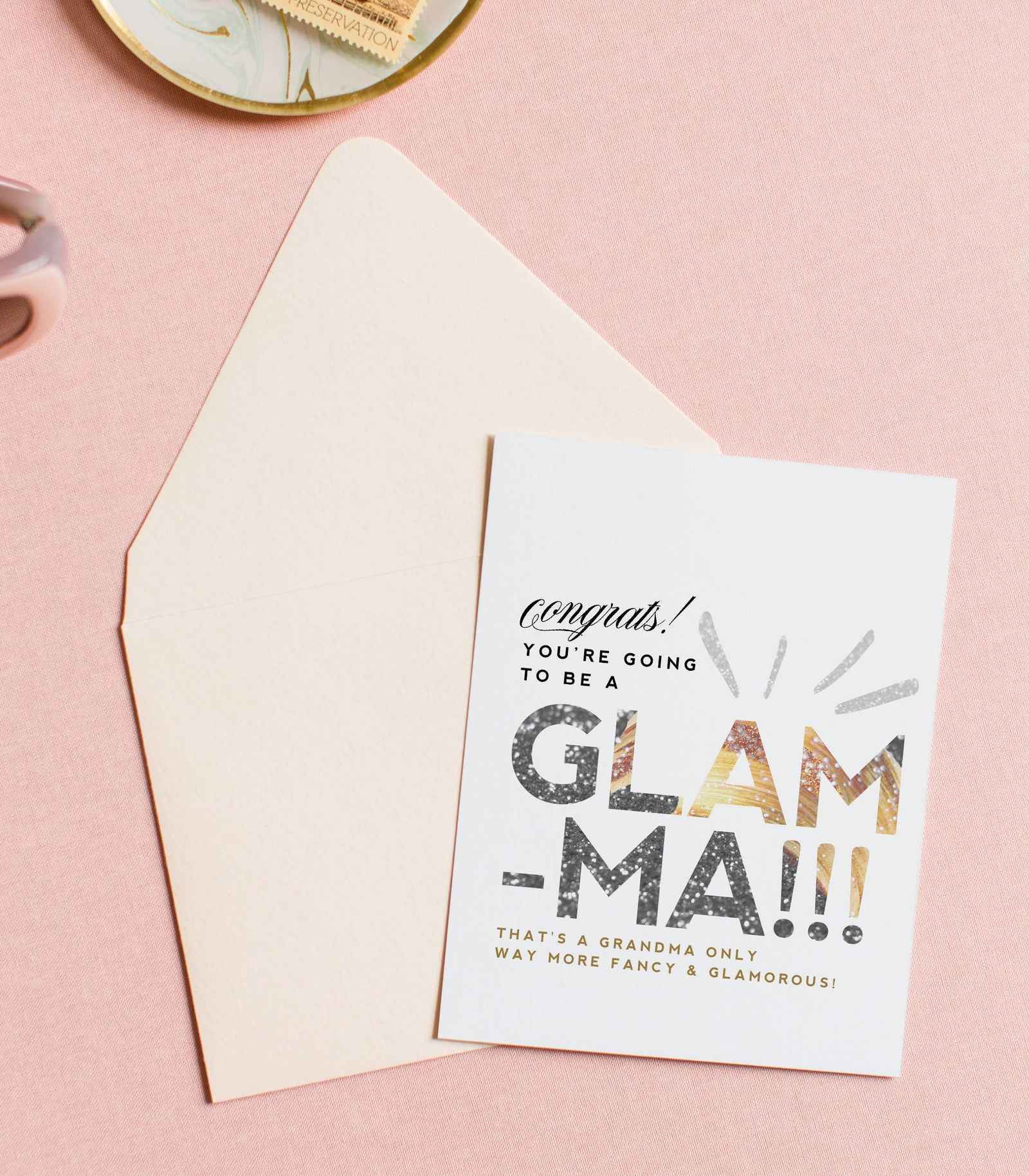 Grandma Glamma, New Baby Greeting Card and Celebration Card
