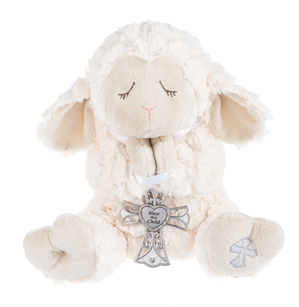 Serenity Lamb with Crib Cross Christening or Baptism Gift