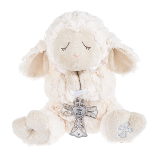 Serenity Lamb with Crib Cross Christening or Baptism Gift