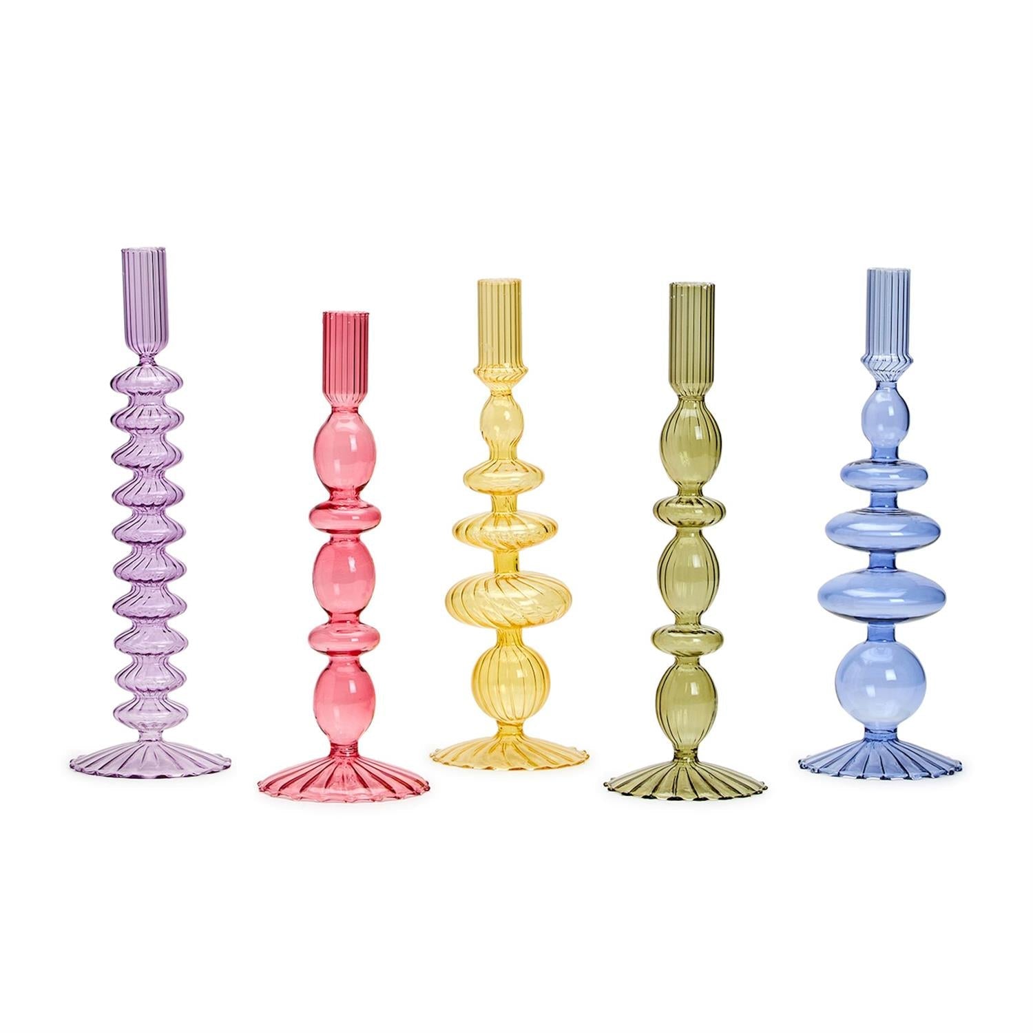 Hand-Blown Glass Tapered Candlestick Candleholder - Flair Flower Bar & Studio