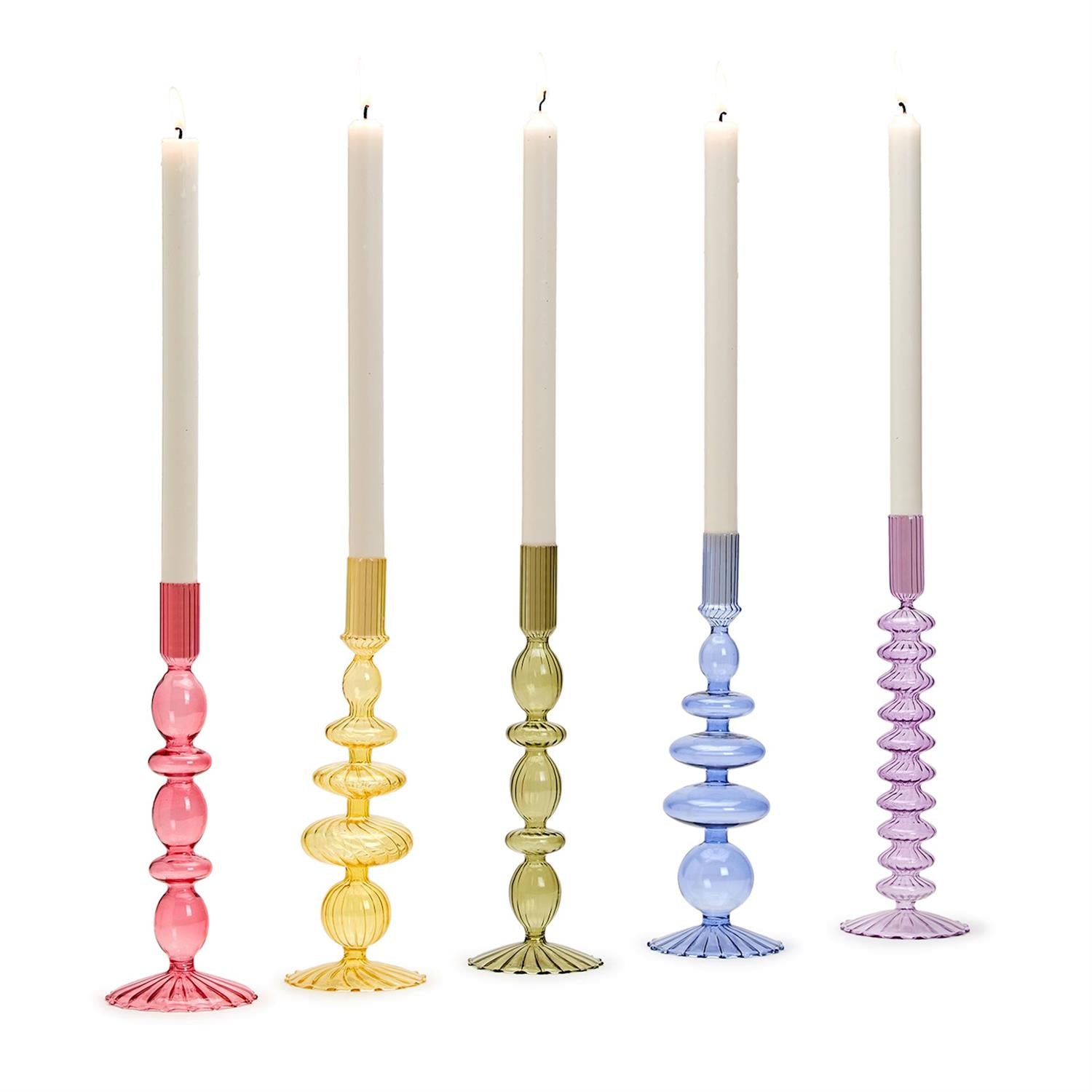 Hand-Blown Glass Tapered Candlestick Candleholder - Flair Flower Bar & Studio