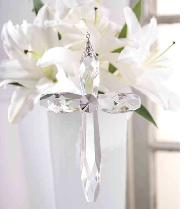 Hanging Clear Acrylic Cross - Flair Flower Bar & Studio