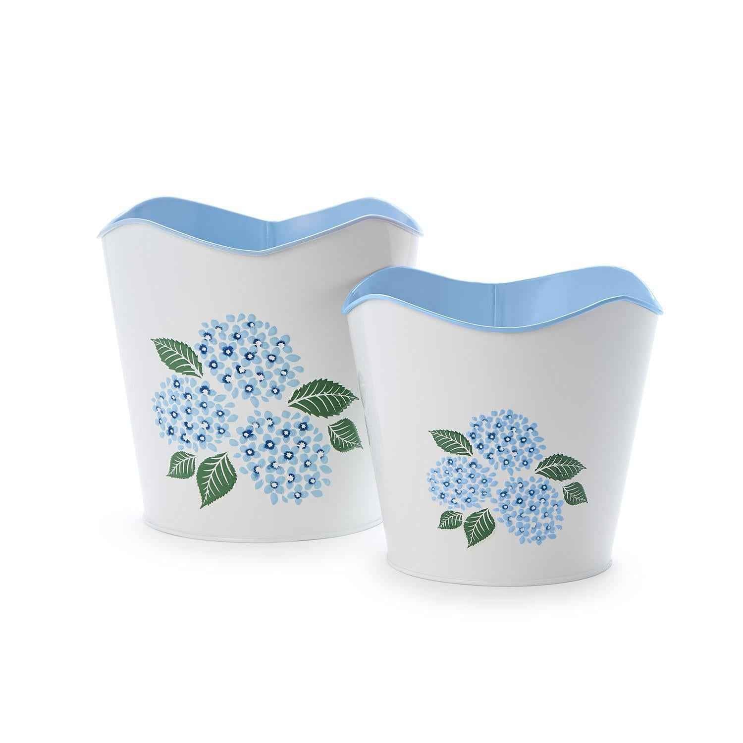 Hydrangea Blue Metal Cachepots – Elegant Indoor Planters