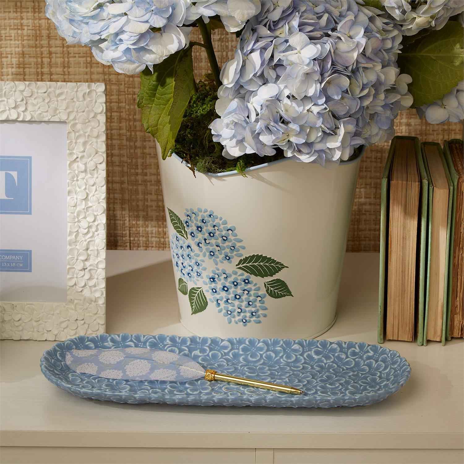 Hydrangea Blue Metal Cachepots – Elegant Indoor Planters