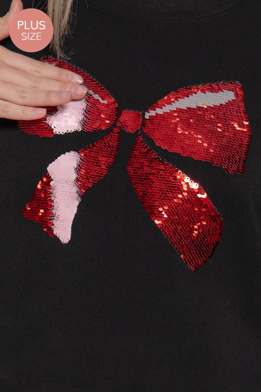 Long Sleeve Crew Neck Sequin Detail Inner Fleece Sweatshirt - Flair Flower Bar & Studio