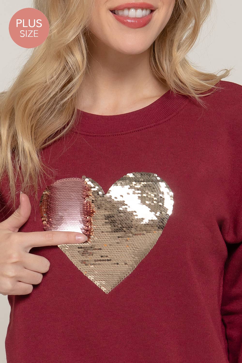 Long Sleeve Crew Neck Sequin Detail Inner Fleece Sweatshirt - Flair Flower Bar & Studio